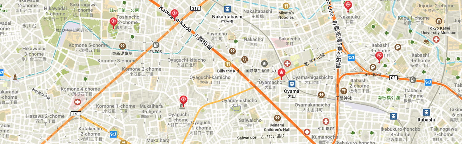 Map of part of Itabashi ku