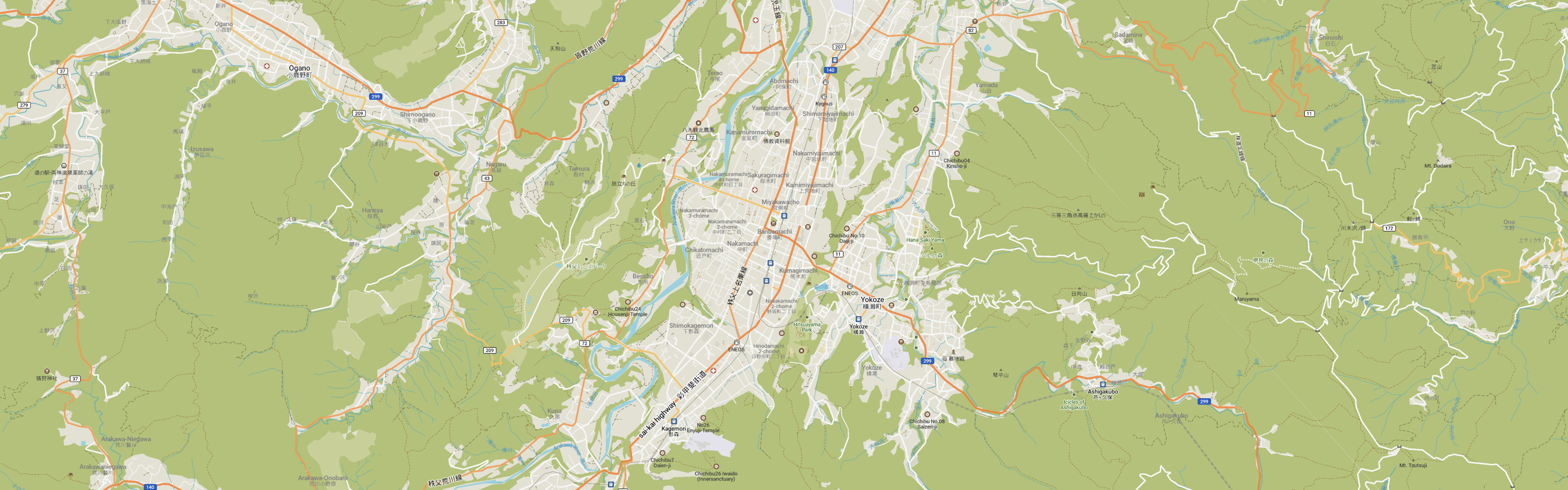 A detail of a map of Chichibu Shi.