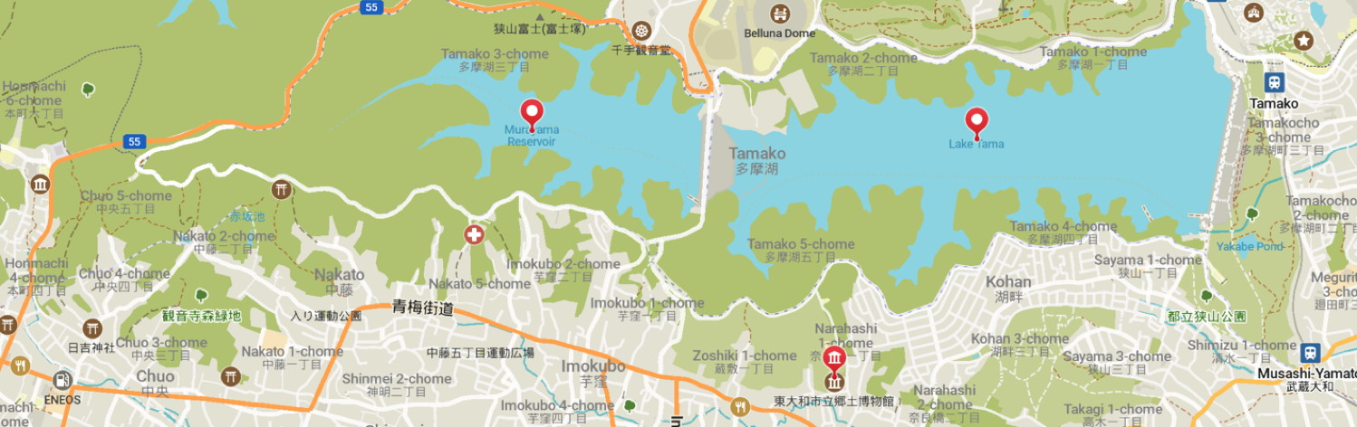 A detail of a map of Higashiyamato