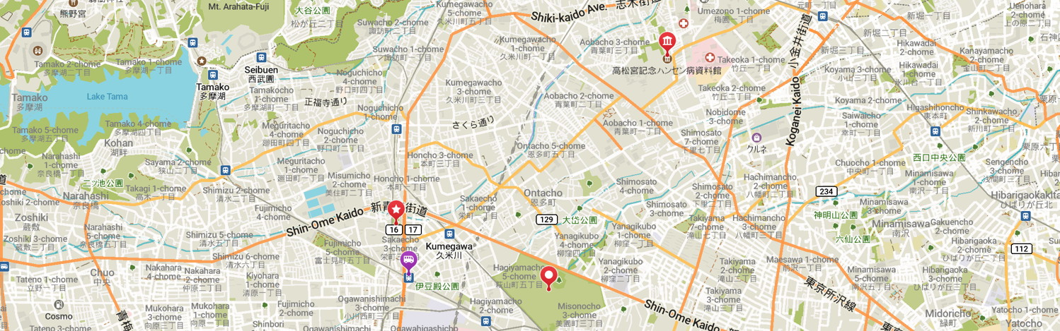 Map of part of TSHigashimurayama