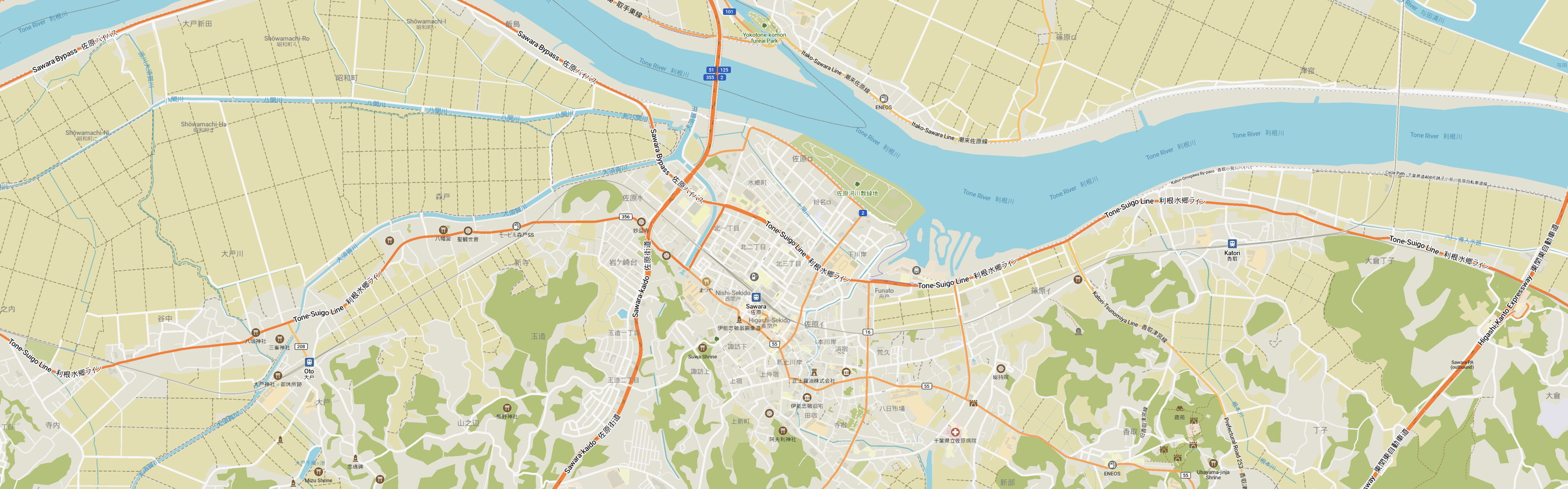 A map of part of the city of Katori.