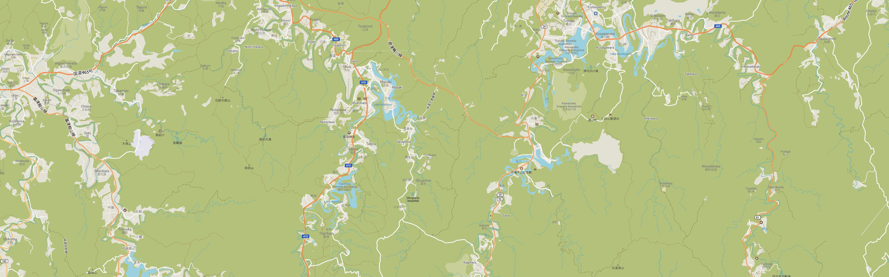A detail of a map of Kimitsu City.