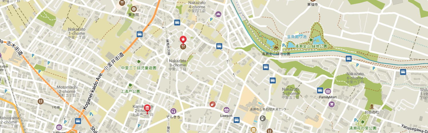 A detail of a map of Kiyose
