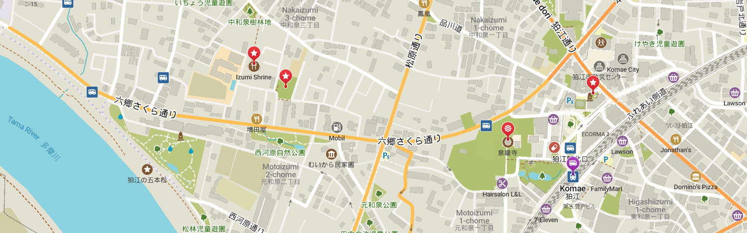 A detail of a map of Komae