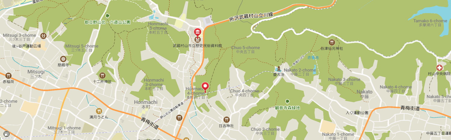 Detail of a map of Musashimurayama