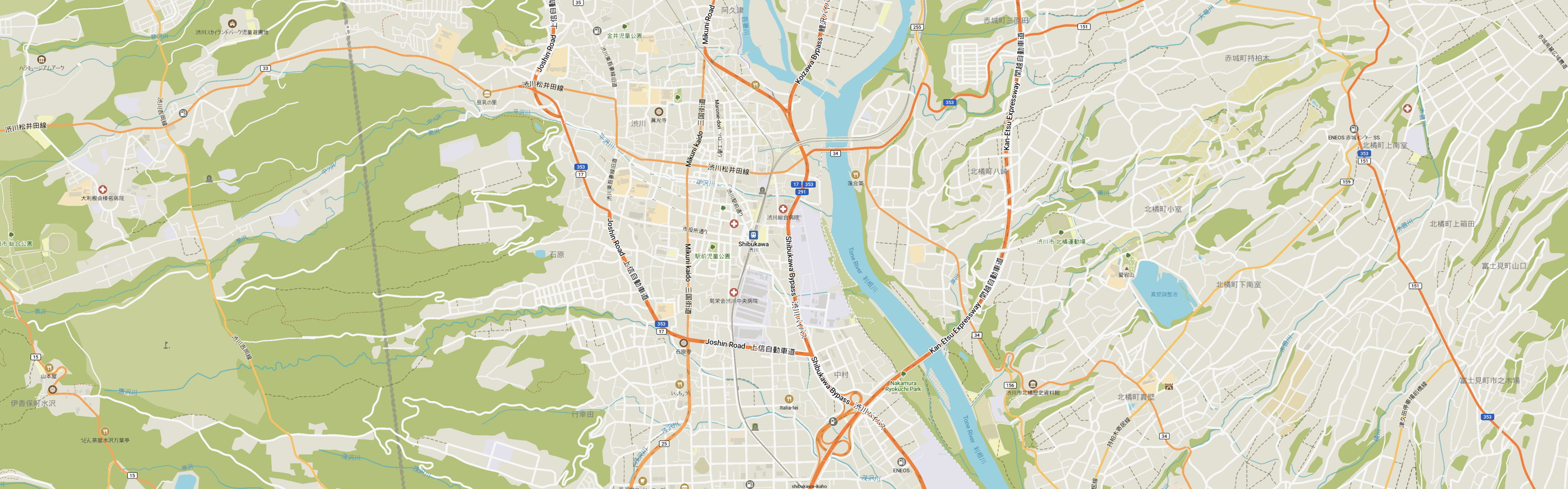 A map of part of Shibukawa.