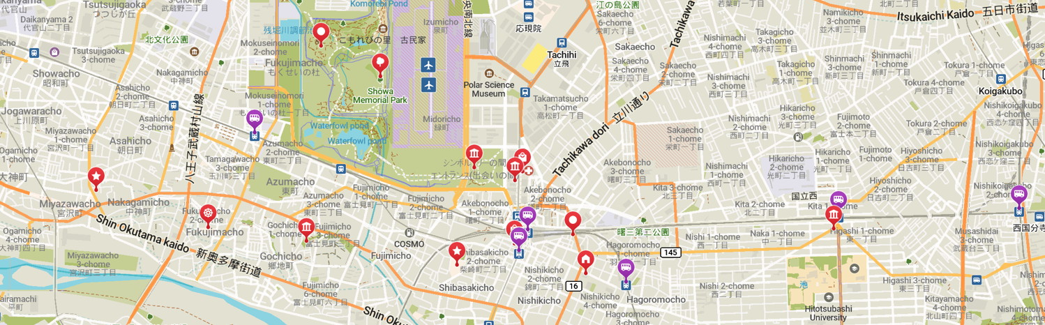 Detail of map including parts of Tachikawa