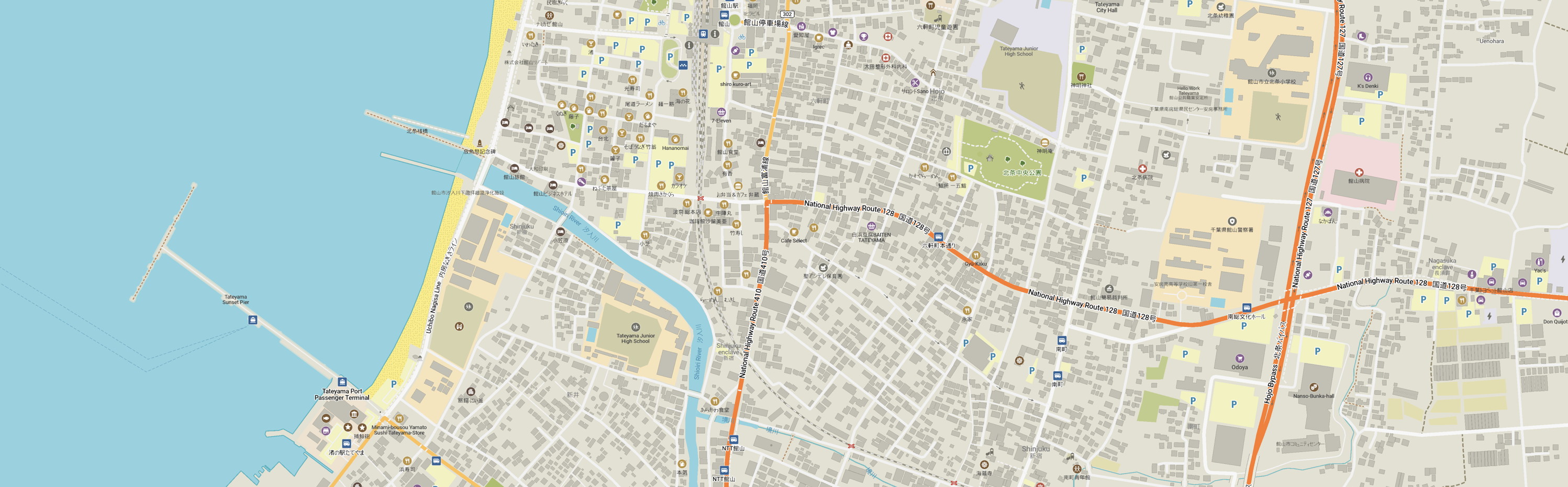 A detail of a map of the city of Tateyama.