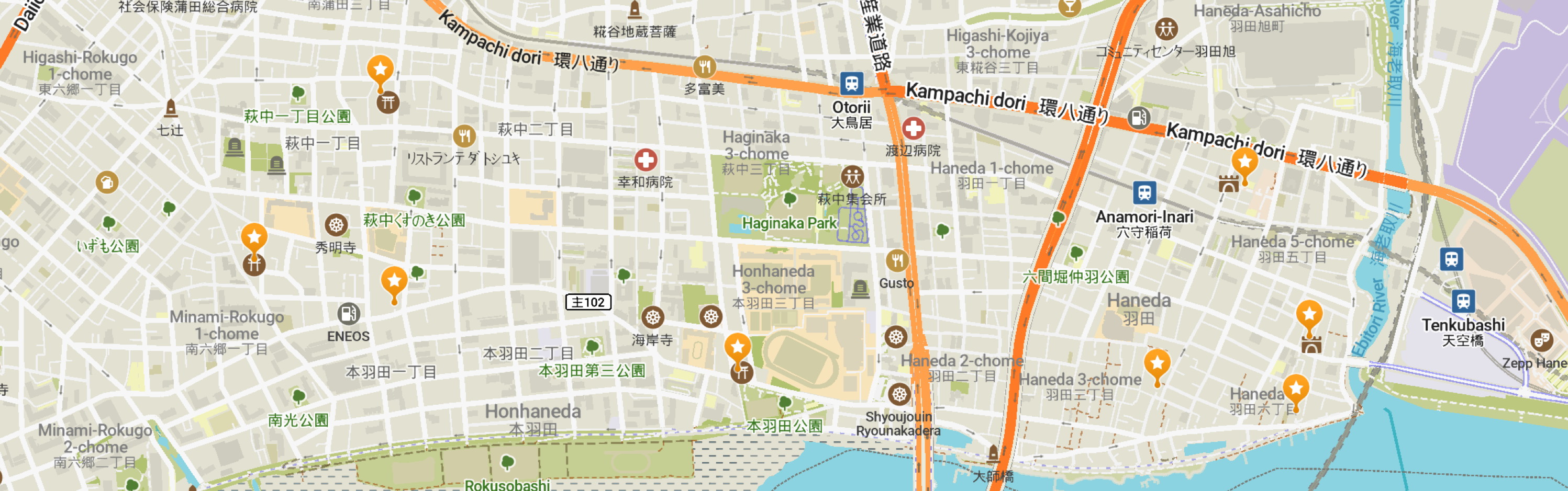 Map of Haneda Shichifuku Inari Meguri pilgrimage area
