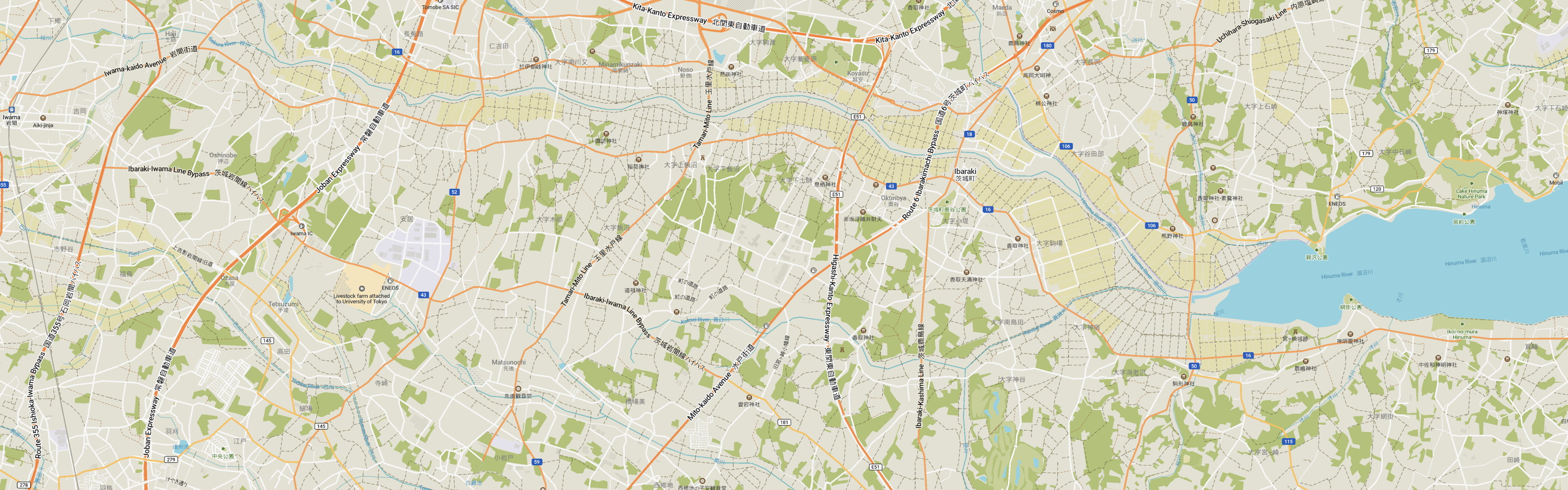 A map of part of Ibaraki Prefecture.