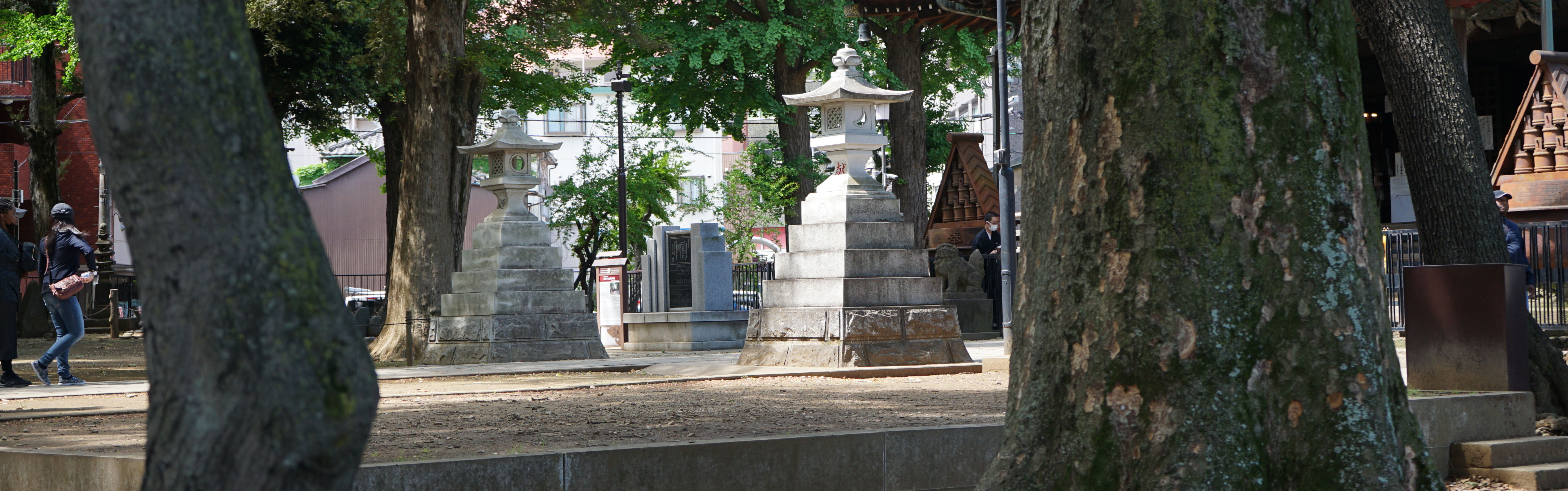 Stone lanterns at a temple